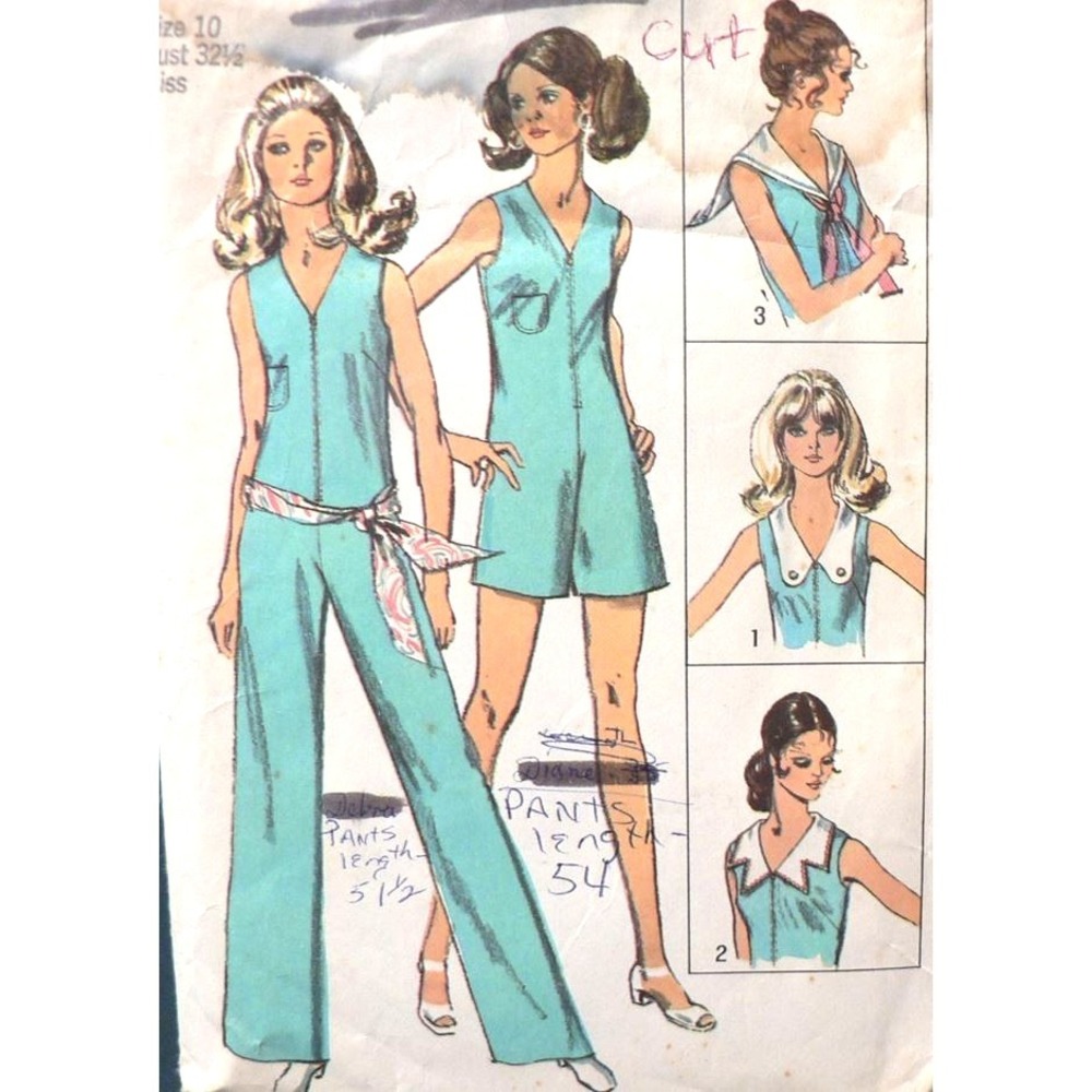 Vintage Simplicity Sewing Pattern 8836 Women's Jumpsuit Two Lengths Size 10 Cut